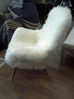 Fritz Neth Fritz Neth Pair of Comfy Lounge Chairs Newly Covered in Sheep Skin Fur - 383579