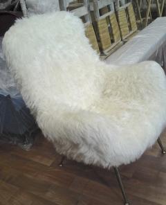 Fritz Neth Fritz Neth Pair of Comfy Lounge Chairs Newly Covered in Sheep Skin Fur - 383580