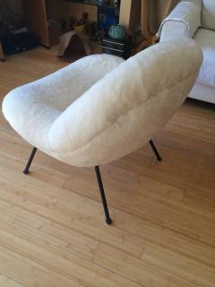 Fritz Neth Fritz Neth Spectacular Pair of Egg Chairs Reupholstered in Ecru Faux Fur - 366713