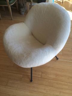 Fritz Neth Fritz Neth Spectacular Pair of Egg Chairs Reupholstered in Ecru Faux Fur - 366716