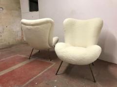 Fritz Neth Fritz Neth rarest pair of chairs newly covered in wool faux fur - 2324176