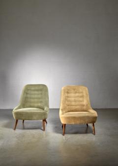 Fritz Neth Pair of German velour club chairs 1950s - 1133003