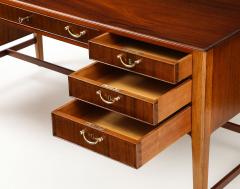Frode Holm Frode Holm For Illums Bolighus Mahogany Executive Desk With Brass Hardware - 4474024