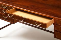 Frode Holm Frode Holm For Illums Bolighus Mahogany Executive Desk With Brass Hardware - 4474046