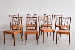 Frode Holm Set of Eight Frode Holm Dining Chairs Walnut and Leather Illum Denmark 1940s - 3381932