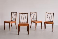 Frode Holm Set of Eight Frode Holm Dining Chairs Walnut and Leather Illum Denmark 1940s - 3381933