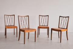 Frode Holm Set of Eight Frode Holm Dining Chairs Walnut and Leather Illum Denmark 1940s - 3381934