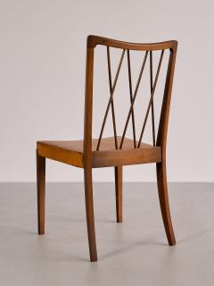Frode Holm Set of Eight Frode Holm Dining Chairs Walnut and Leather Illum Denmark 1940s - 3381938