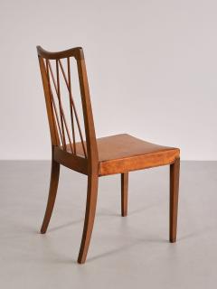 Frode Holm Set of Eight Frode Holm Dining Chairs Walnut and Leather Illum Denmark 1940s - 3381939