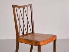 Frode Holm Set of Eight Frode Holm Dining Chairs Walnut and Leather Illum Denmark 1940s - 3381942