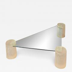 Frosted Lucite and Glass Triangle Coffee Table Style of Karl Springer 1980 - 2819547