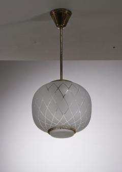Frosted glass and brass pendant - 3550503