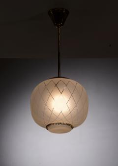 Frosted glass and brass pendant - 3550504