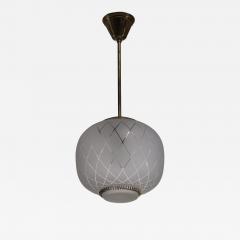 Frosted glass and brass pendant - 3552675