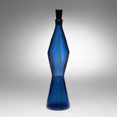 Fulvio Bianconi GLASS BLUE AND GREEN FASCE VERTICALI BOTTLE BY FULVIO BIANCONI FOR VENINI - 2945930