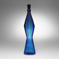 Fulvio Bianconi GLASS BLUE AND GREEN FASCE VERTICALI BOTTLE BY FULVIO BIANCONI FOR VENINI - 2945931