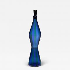 Fulvio Bianconi GLASS BLUE AND GREEN FASCE VERTICALI BOTTLE BY FULVIO BIANCONI FOR VENINI - 2951953