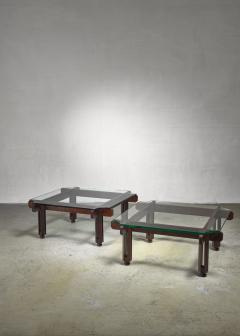 Fulvio Raboni Fulvio Raboni pair of wood and glass coffee table Italy - 1091709