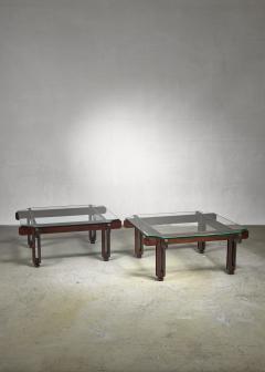 Fulvio Raboni Fulvio Raboni pair of wood and glass coffee table Italy - 1094333