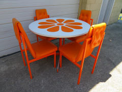 Fun Orange Slice 1960s Dining Table Four Chairs Probber Style Mid Century Modern - 979362