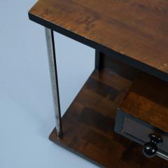 Functionalist Art Deco Side Table in Dark Birch and Tubular Steel Finland 1930s - 4289520