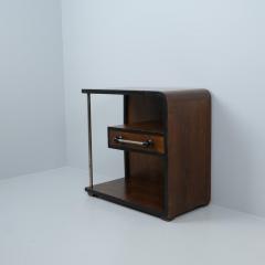 Functionalist Art Deco Side Table in Dark Birch and Tubular Steel Finland 1930s - 4289522