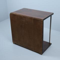 Functionalist Art Deco Side Table in Dark Birch and Tubular Steel Finland 1930s - 4289523