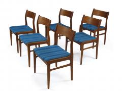 Funder Schmidt and Madsen Funder Schmidt and Madsen Funder Schmidt and Madsen Teak Dining Chairs in Blue Wool Set of 6 - 990162