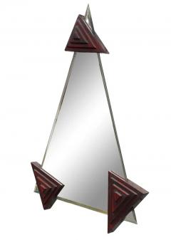 Funky Midcentury Italian Post Modern Triangular Wall Mirror in Art Deco Form - 2994005