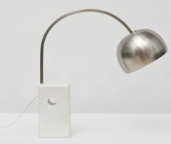 Italian Modern Brushed Steel Marble Arco Table Lamps Style Of Castiglioni