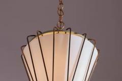 G C M E G C M E pendant light with Opaline Glass brass and Painted Metal Italy 1950s - 3723025