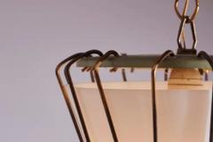 G C M E G C M E pendant light with Opaline Glass brass and Painted Metal Italy 1950s - 3723031