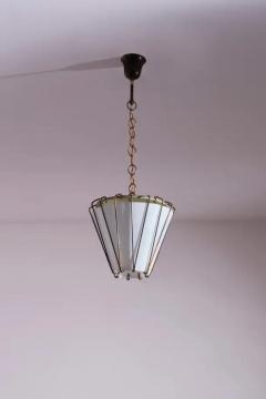 G C M E G C M E pendant light with Opaline Glass brass and Painted Metal Italy 1950s - 3723037