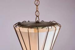 G C M E G C M E pendant light with Opaline Glass brass and Painted Metal Italy 1950s - 3723061