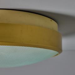 G C M E Large Rare 1960s G C M E Brass Textured Glass Flush Mount - 4104970