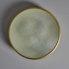 G C M E Large Rare 1960s G C M E Brass Textured Glass Flush Mount - 4104973