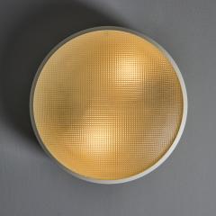 G C M E Rare 1960s G C M E Metal Textured Glass Flush Mount - 4104677