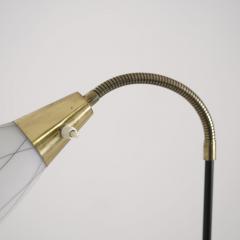 G Holman Three Light Floor Lamp in Brass Black Metal and Opaline Glass 1950s - 4818548