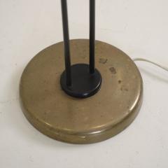 G Holman Two Light Floor Lamp in Brass Black Metal and Opaline Glass 1950s - 4818533