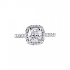 G I A Certified 1 11ct Cushion Cut Diamond Halo Engagement Ring - 4297112