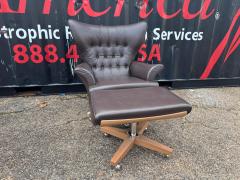 G Plan Vintage Brown Tufted Leather G Plan Swivel Lounge Chair and Ottoman - 4519240