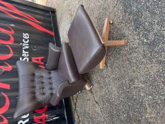 G Plan Vintage Brown Tufted Leather G Plan Swivel Lounge Chair and Ottoman - 4519263