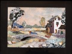G Ugolini Pietra Dura Old Mill with Figure  - 4796736