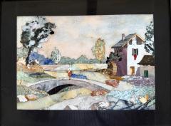 G Ugolini Pietra Dura Old Mill with Figure  - 4796740