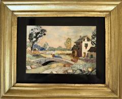 G Ugolini Pietra Dura Old Mill with Figure  - 4796741