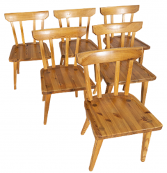 G ran Malmvall Set six G ran Malmvall pinewood dining chairs Sweden - 2985317