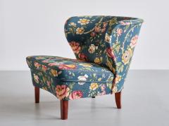 G sta Jonsson G sta Jonsson Lounge Chair in Floral Fabric and Birch Sweden 1940s - 3355739