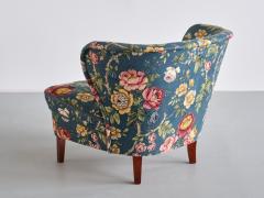 G sta Jonsson G sta Jonsson Lounge Chair in Floral Fabric and Birch Sweden 1940s - 3355742