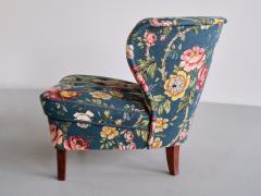 G sta Jonsson G sta Jonsson Lounge Chair in Floral Fabric and Birch Sweden 1940s - 3355745