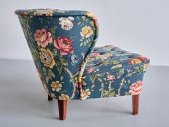 G sta Jonsson G sta Jonsson Lounge Chair in Floral Fabric and Birch Sweden 1940s - 3355746